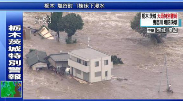 鬼怒川　水害に耐えたへーベルハウス